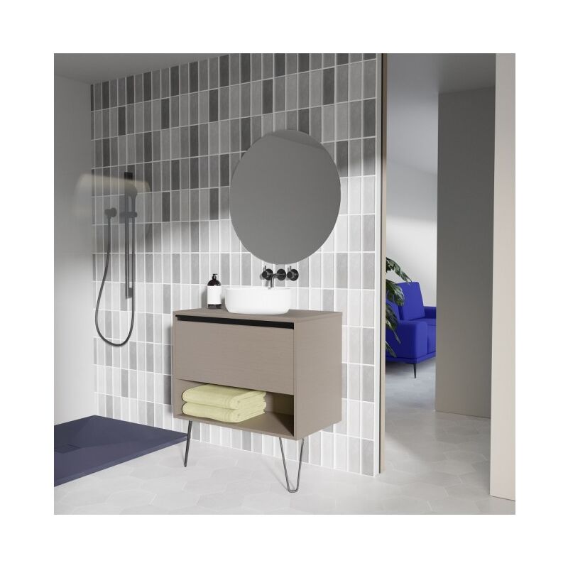 foto del prodotto abitare mobile bagno a terra 80 cm fum sabbiato con lavabo da appoggio cambridge fum 80 cm standard