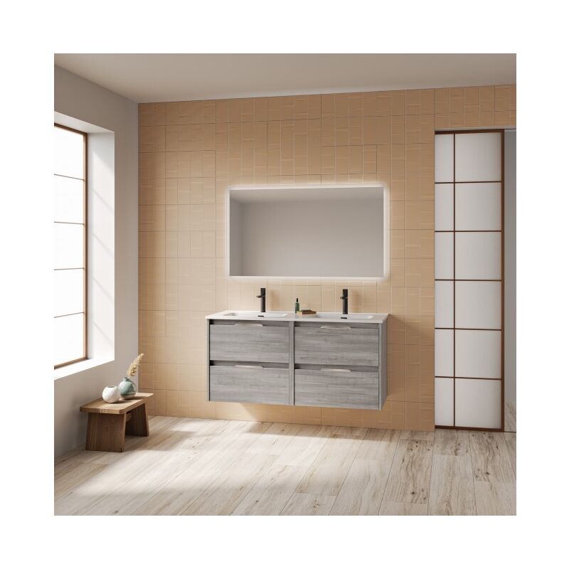 foto del prodotto abitare mobile bagno sospeso 120 cm grigio sabbiato con lavabo bristol grigio 120 cm standard