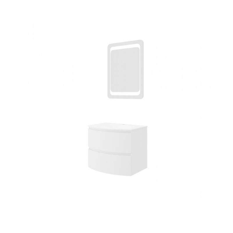 foto del prodotto abitare mobile bagno sospeso 70 cm in legno bianco lucido con lavabo arona standard