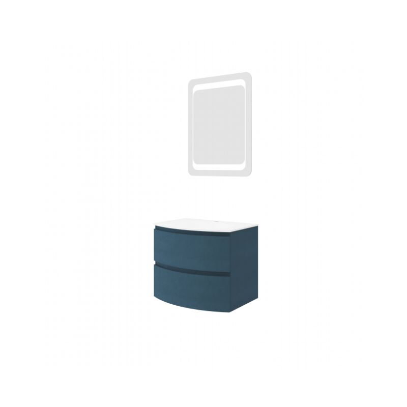 foto del prodotto abitare mobile bagno sospeso 70 cm in legno blu petrolio con lavabo arona standard