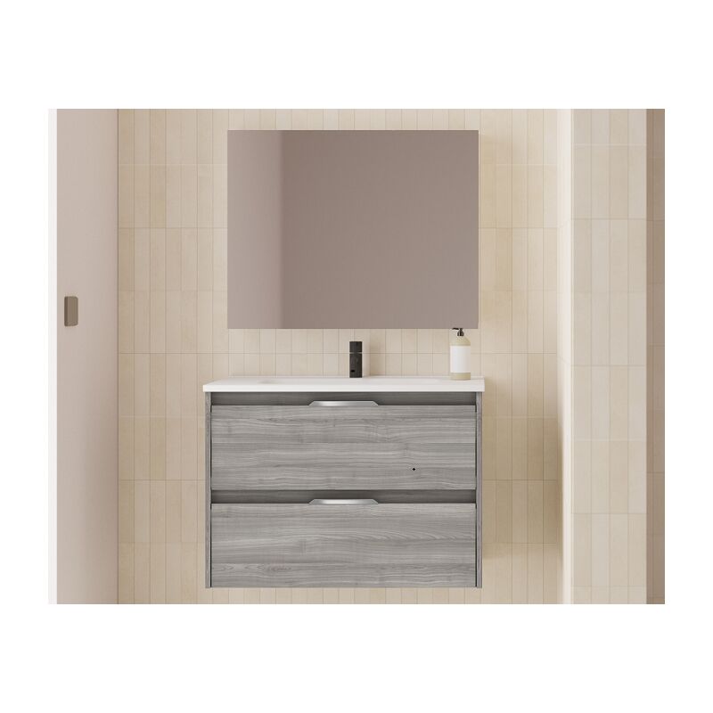 foto del prodotto abitare mobile bagno sospeso 80 cm grigio sabbiato con lavabo bristol grigio 80 cm standard