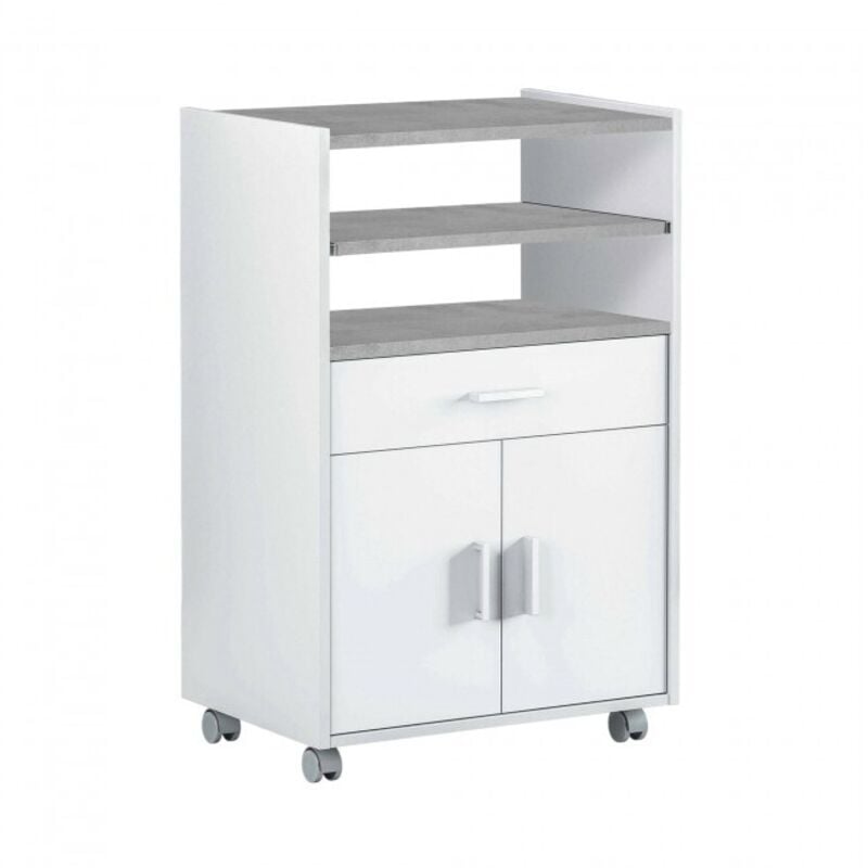 foto del prodotto abitare mobile microonde 59x40x92h cm bianco opaco con 2 ante e 1 cassetto spoleto