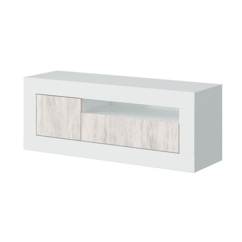foto del prodotto abitare mobile porta tv 139x42x53 cm bianco opaco e bianco antico con 2 ante e 1 ripiano milano