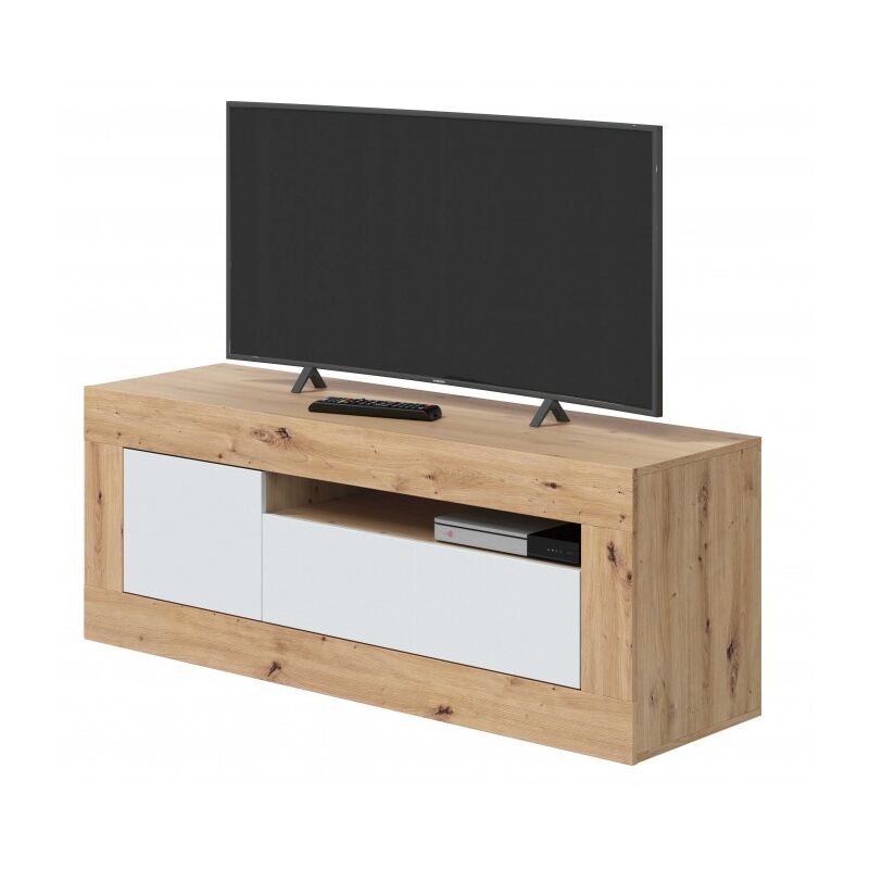 foto del prodotto abitare mobile porta tv 139x42x53 cm rovere nordico e bianco opaco argenta