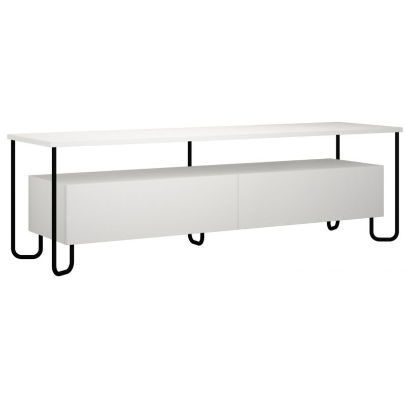 foto del prodotto abitare mobile porta tv 150x42x45 cm bianco opaco con due ante e ribalta leon
