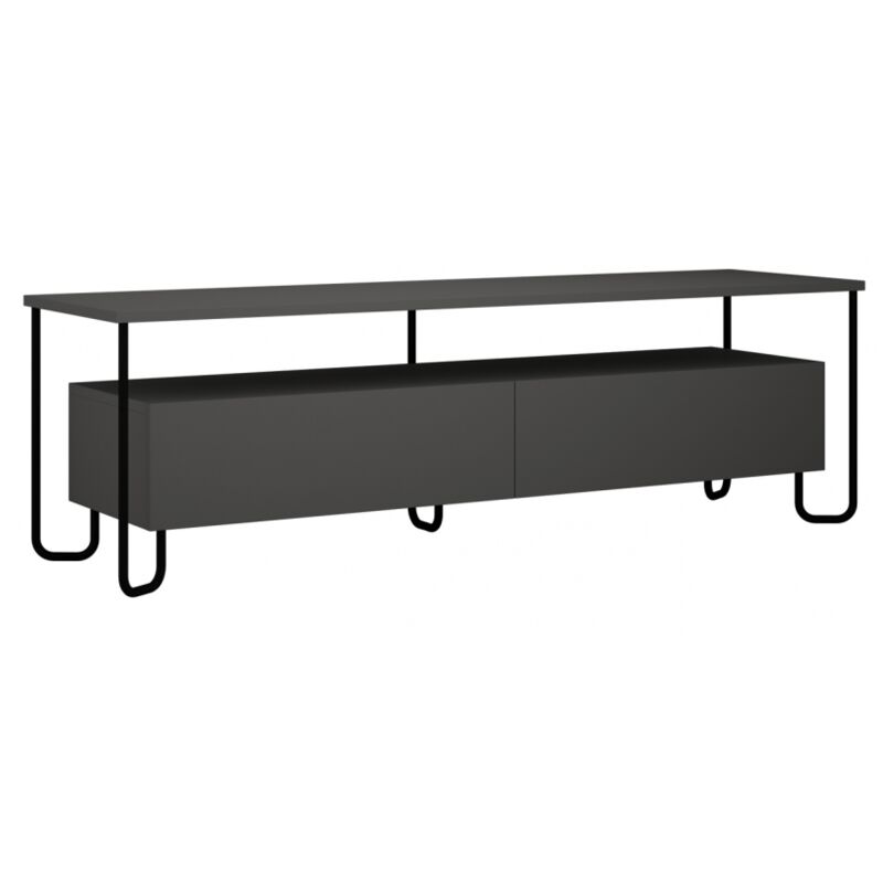foto del prodotto abitare mobile porta tv 150x42x45 cm grigio antracite con due ante e ribalta leon
