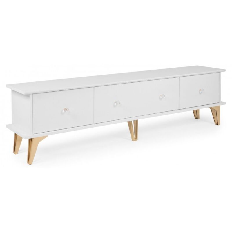 foto del prodotto abitare mobile porta tv 180x35x48 cm bianco opaco con tre ribalte rennes