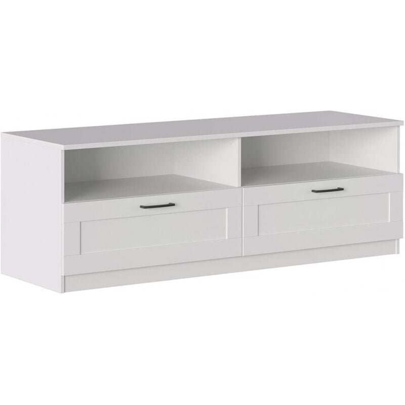foto del prodotto abitare mobile soggiorno porta tv 160 cm bianco opaco con due cassetti e due vani silvi