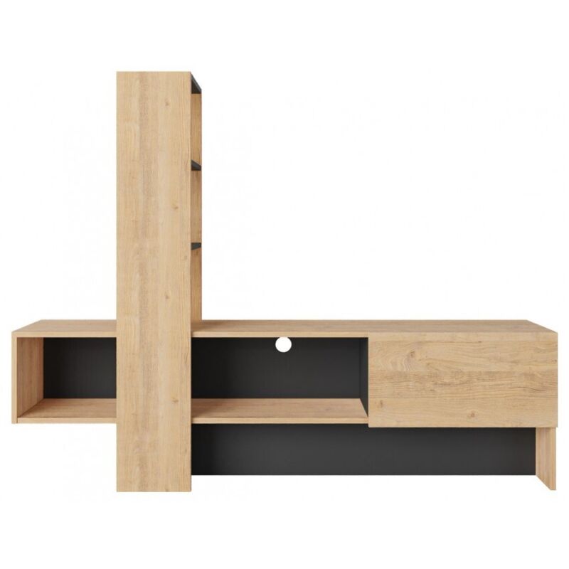 foto del prodotto abitare parete attrezzata 180 cm porta tv rovere chiaro e grigio antracite barcellona