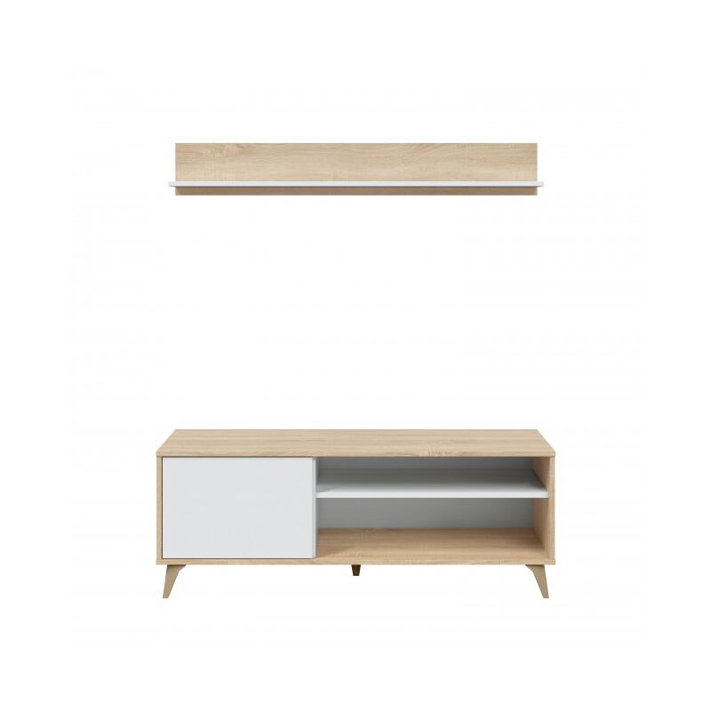foto del prodotto abitare parete attrezzata porta tv 135 cm bianco opaco e rovere nuoro