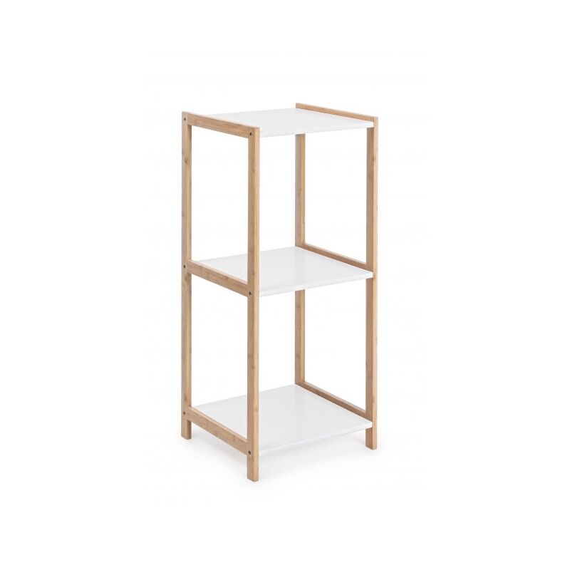 foto del prodotto abitare scaffale 32x2x79,2 cm con struttura in legno di bamboo e tre ripiani bianco opaco menen
