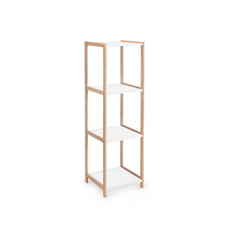 foto del prodotto abitare scaffale 32x32x114 cm con struttura in legno di bamboo e con quattro ripiani color bianco opaco menen