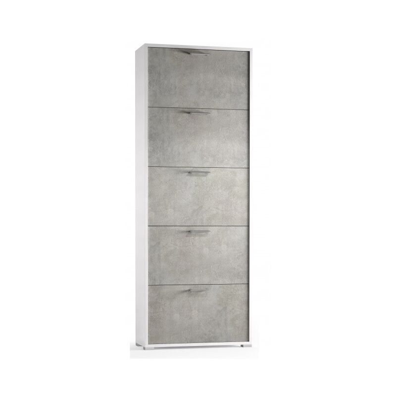 foto del prodotto abitare scarpiera 184 cm bianco frassinato e cemento con cinque ante a ribalta dublino