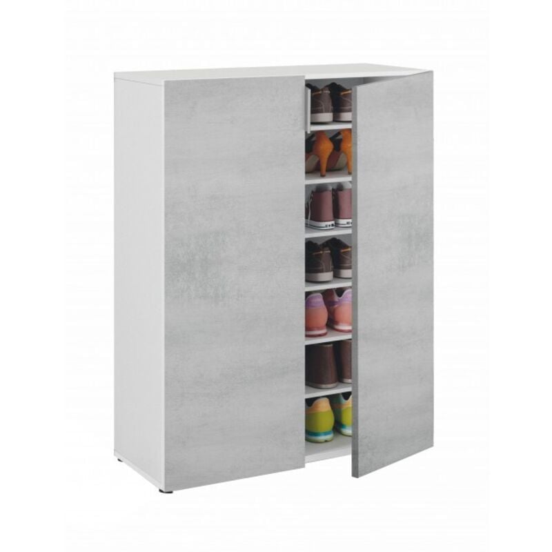 foto del prodotto abitare scarpiera 76x36x101 cm bianco opaco e cemento con 2 ante merano
