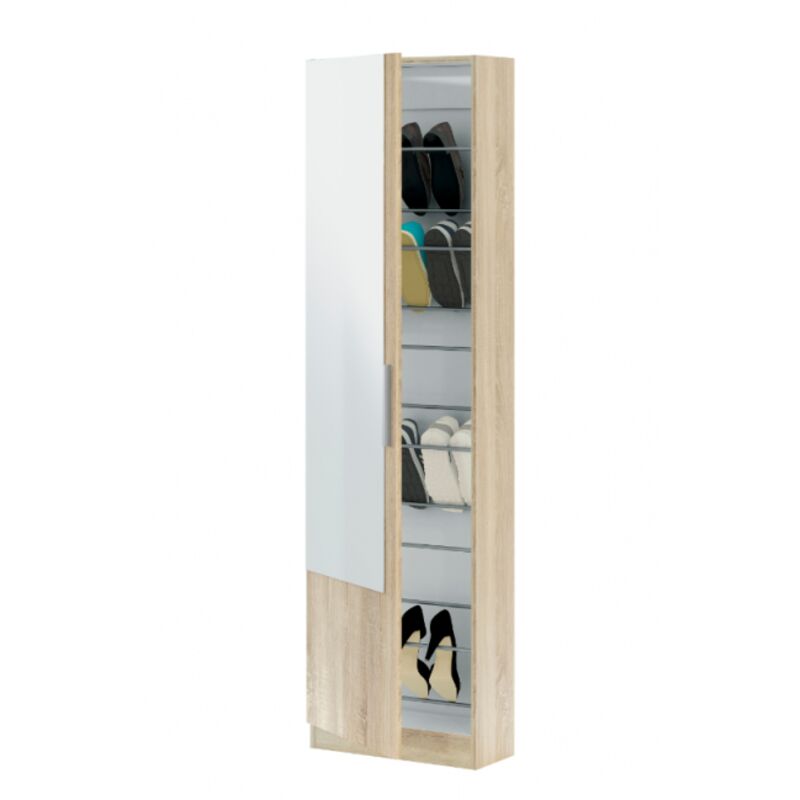 foto del prodotto abitare scarpiera con anta a specchio 50x22x180 cm rovere canadese irlanda