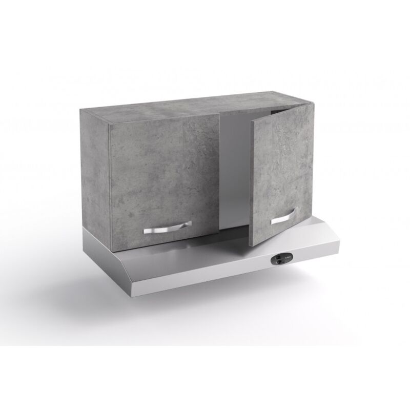 foto del prodotto abitare sopracappa cucina 90x31x48 cm in legno grigio cemento e depuratore massa