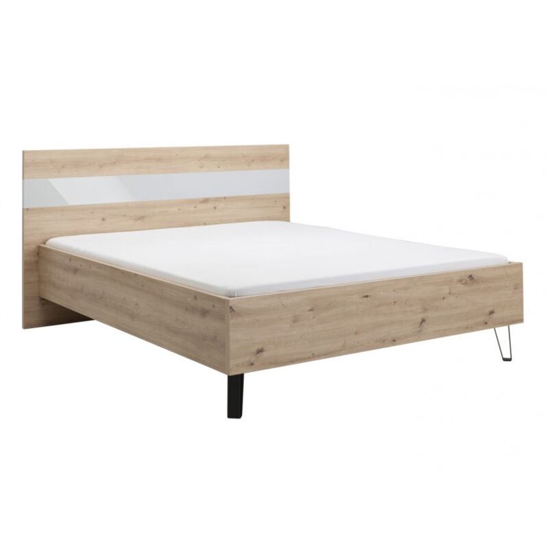 foto del prodotto abitare struttura letto matrimoniale 207x184 cm rovere chiaro con inserto laccato nella testata nicosia