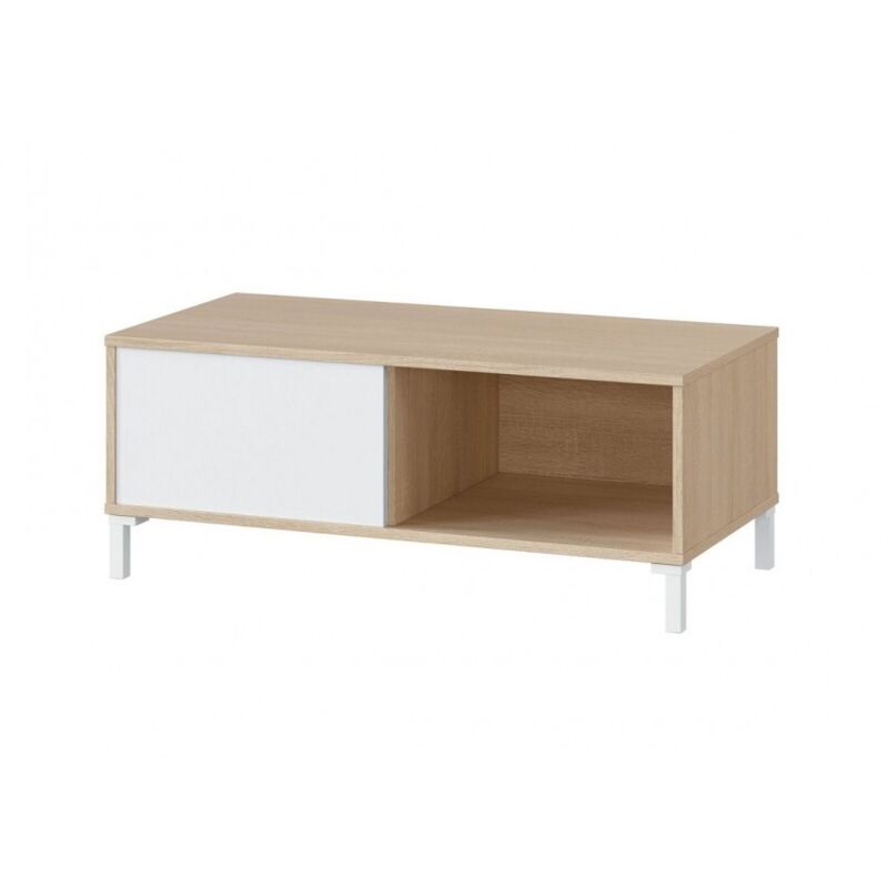 foto del prodotto abitare tavolino salotto 100x50x40 cm, bianco opaco rovere canadese palme