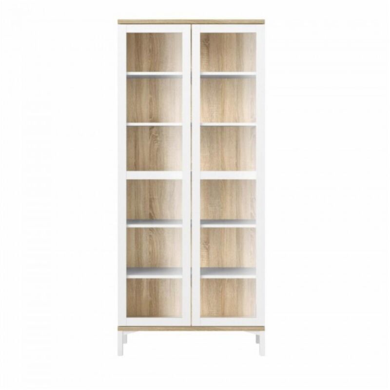 foto del prodotto abitare vetrina 203 cm bianco opaco e rovere fidenza