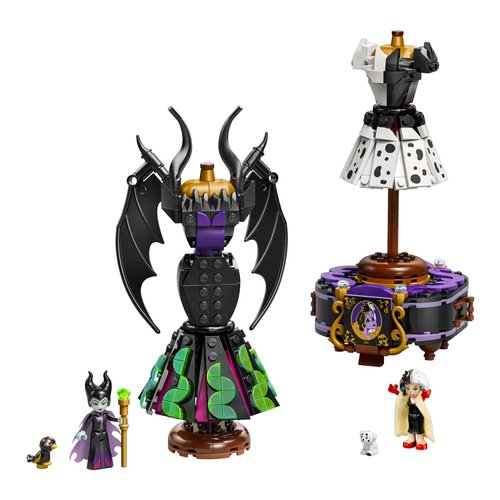 foto del prodotto abiti di malefica e crudelia de mon lego 43262 disney princess