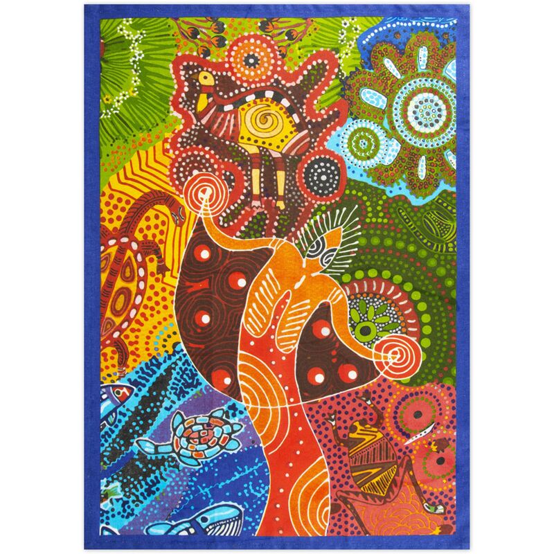 foto del prodotto aboriginal canovaccio da cucina, 100 cotone, cm. 70 x 50, con asola excelsa