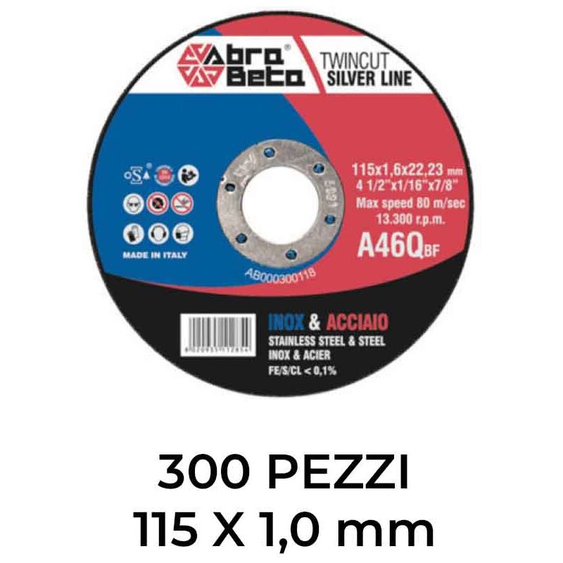 foto del prodotto abrabeta box dischi da taglio 300pz 115 1,0mm a46q ndash ab000300115