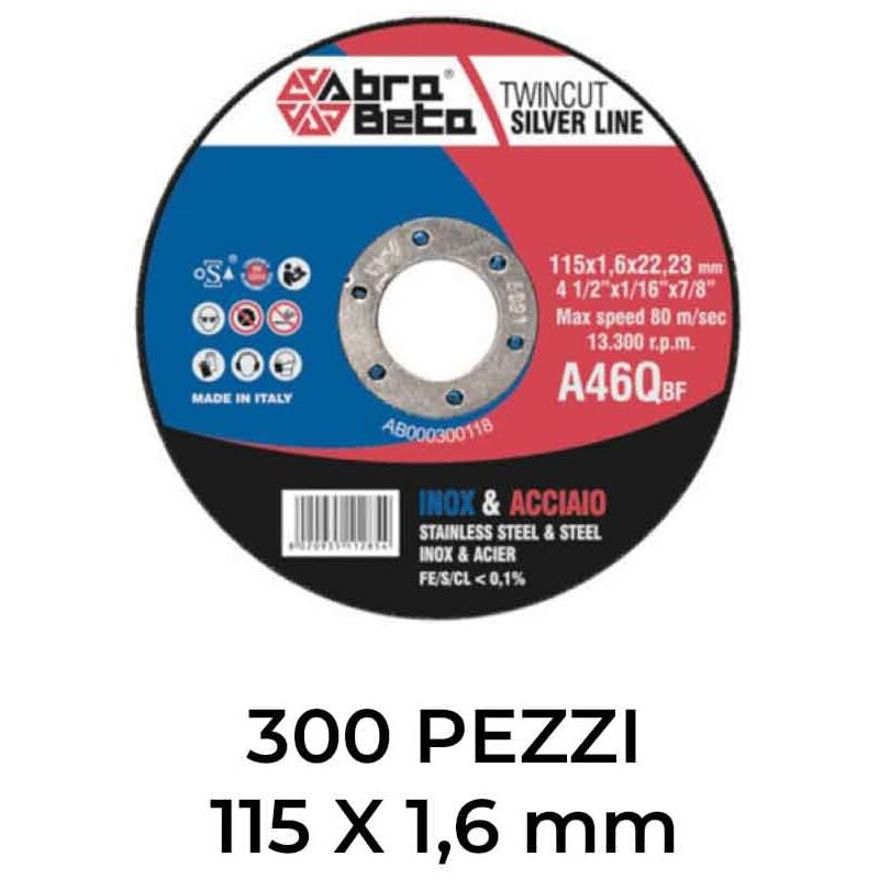 foto del prodotto abrabeta box dischi da taglio 300pz 115x1,6mm a46q ab000300118