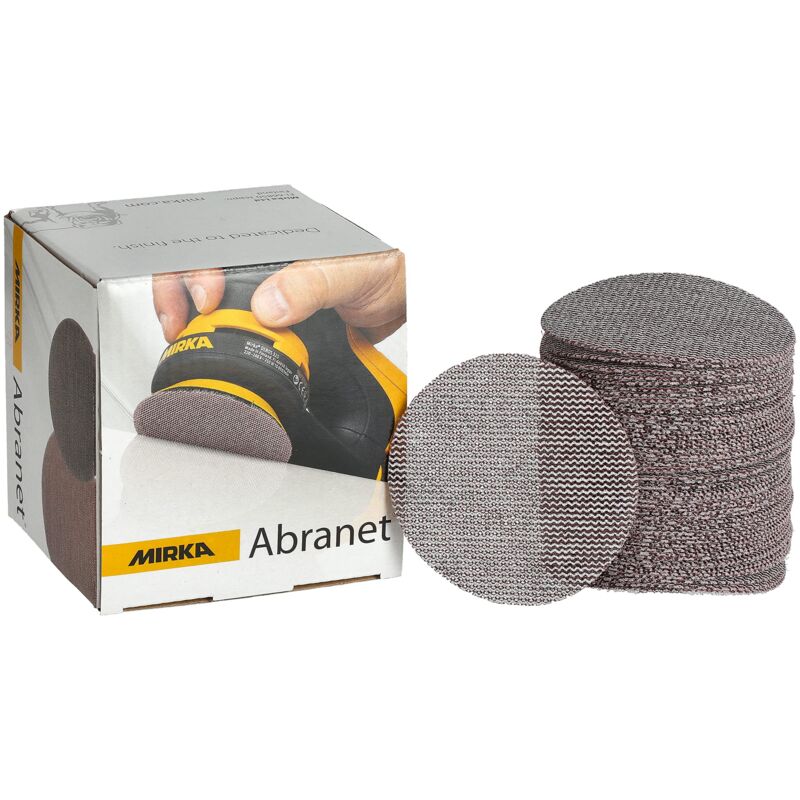 foto del prodotto abranet rete dischi abrasivi 77 mm a strappo grana p80 50 pz per levigare legno, stucco, vernice, plastica 5420305080 mirka