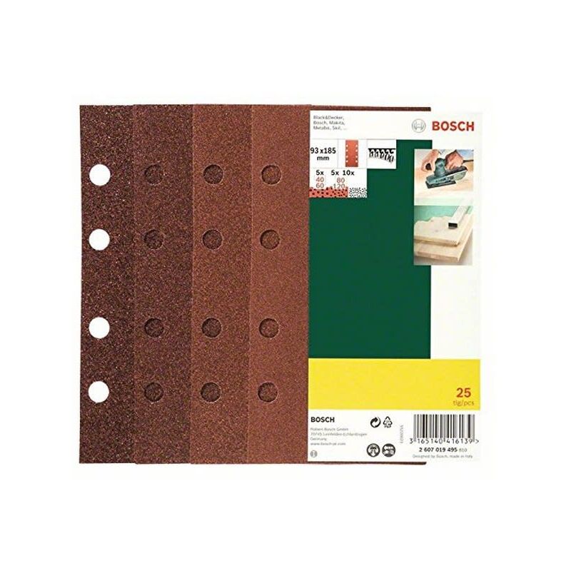 foto del prodotto abrasivi 93x185 assortiti per 25 per levigatrice mac allister