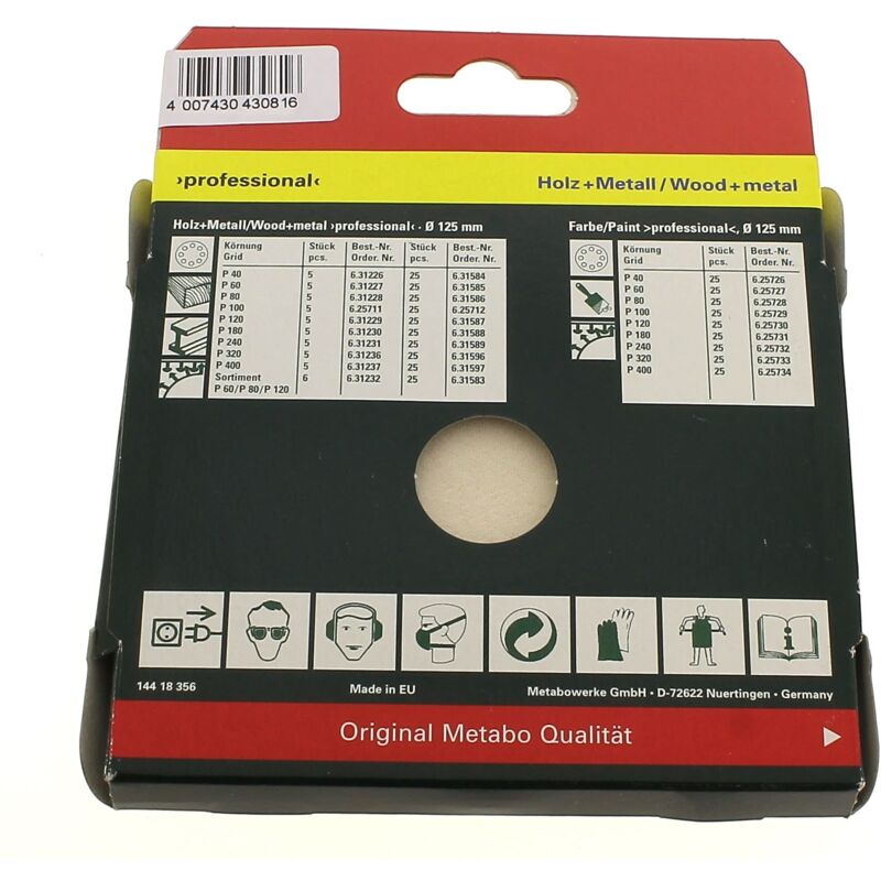 foto del prodotto abrasivi tondi d 125 80g per 5 per levigatrice bosch