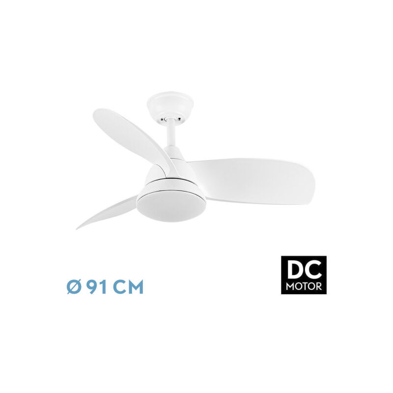 foto del prodotto abrila fan dc atomo colore white con threeblades 33 temperatures de light con timer e telecomando incluso frame house style e boho chic