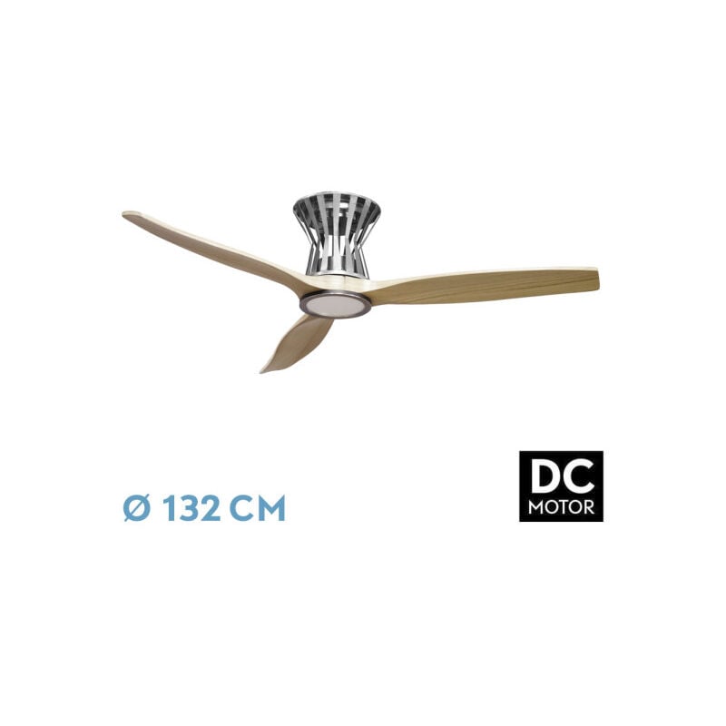 foto del prodotto abrila fan dc baltir colore nickel threeblades in beech colour 6 velocit regolabili 3 temperature delight with dimmer con timer programmabile e