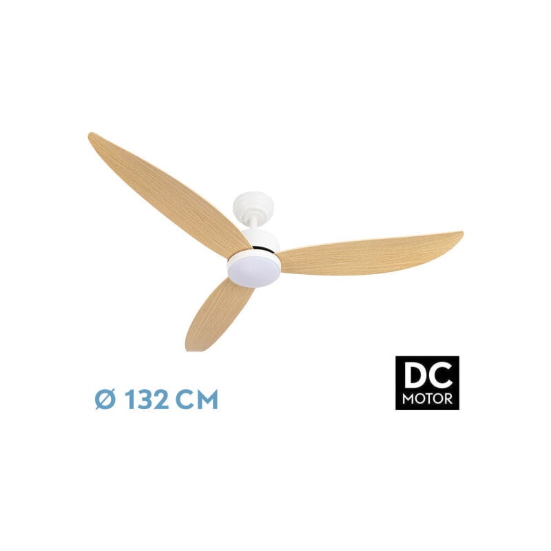 foto del prodotto abrila fan dc genil colore white con three lame di faggio con 6 velocit regolabili con 3 temperature de memory light de colore telecomando incluso
