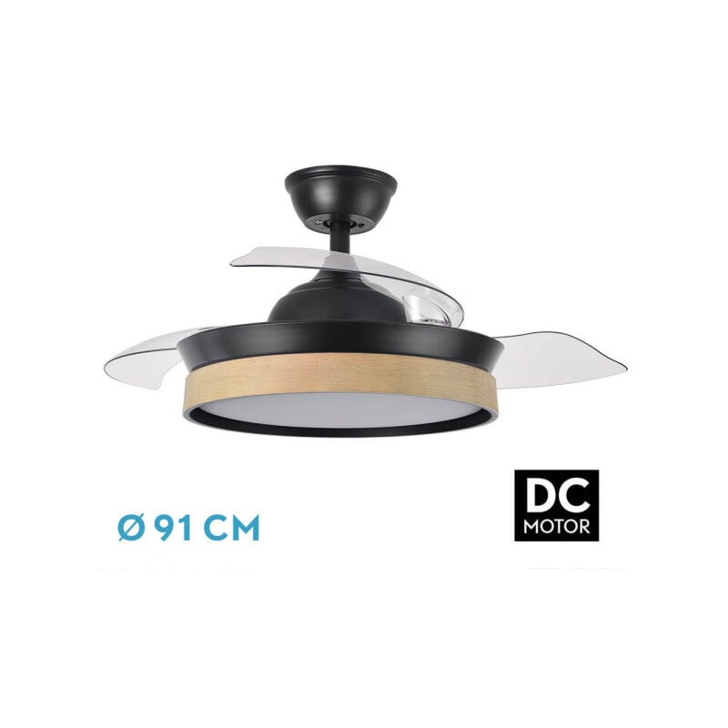 foto del prodotto abrila fan dc iglu black con three beech blades con 6 velocit regolabili 3 temperature of light selectable remote control included