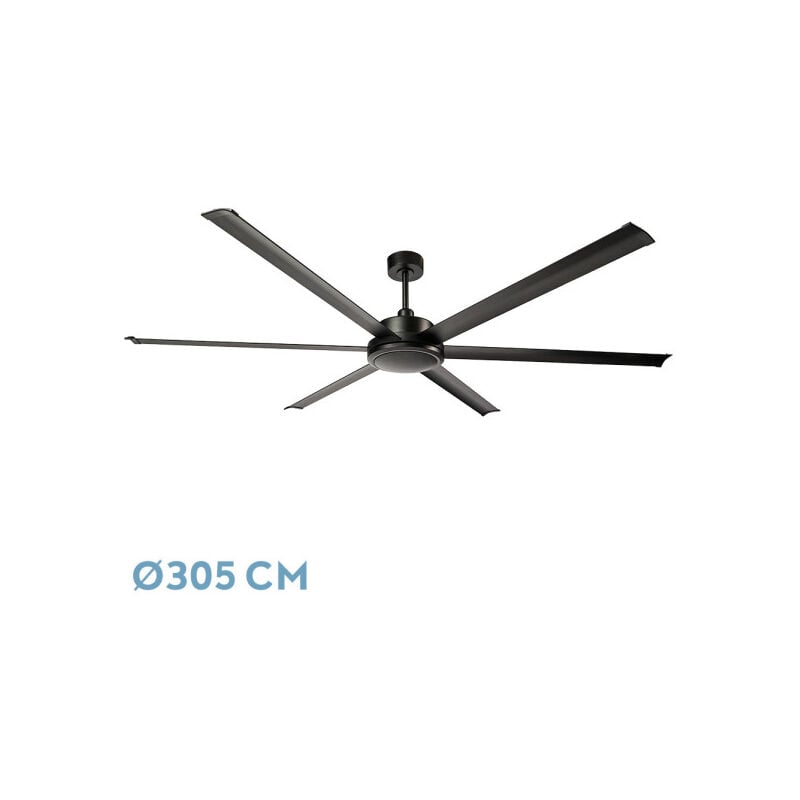 foto del prodotto abrila fan dc sanson fan black con sei pale of aluminium with 6 speeds with timer and remote control included ideal for large spaces