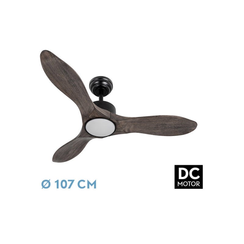foto del prodotto abrila fan dc segre nero con tre lame di quercia con 6 velocit regolabili con 3 temperature diluce telecomando incluso