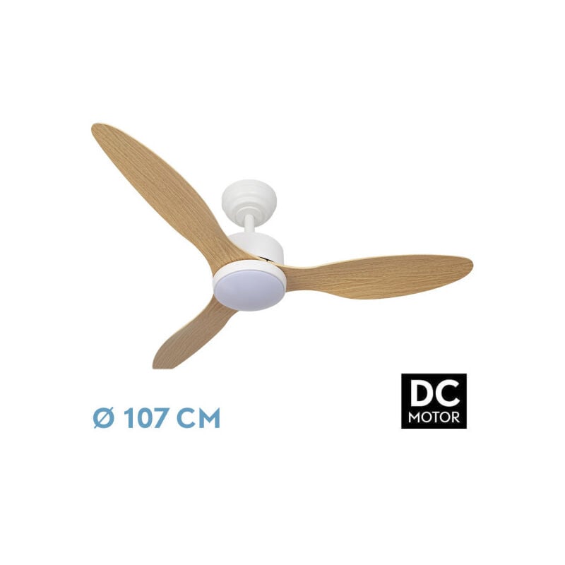 foto del prodotto abrila fan dc serpa colore white con three beech blades 6 velocit regolabili 3 temperature 3 luci timer e dimmer telecomando incluso