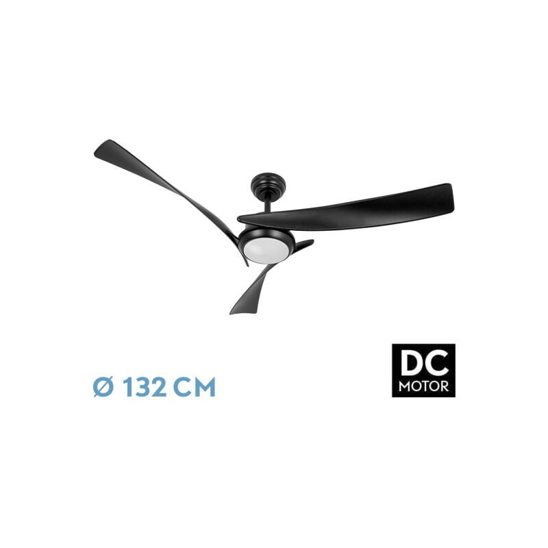 foto del prodotto abrila fan dc tarento fan black with threeblades with 6 adjustable speeds with 3 temperatures de light with memory de colour remote control