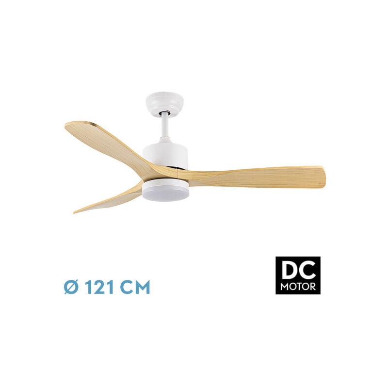 foto del prodotto abrila ventilatore dc azabache soffitto con tre pale in colore white con luce con 6 velocit regolabili 3 temperature di luce selezionabili