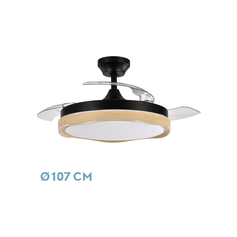 foto del prodotto abrila ventilatore dc blondi colore nero legno con three lame orientabili con 6 velocit regolabili con 3 temperature con 3 temperature 