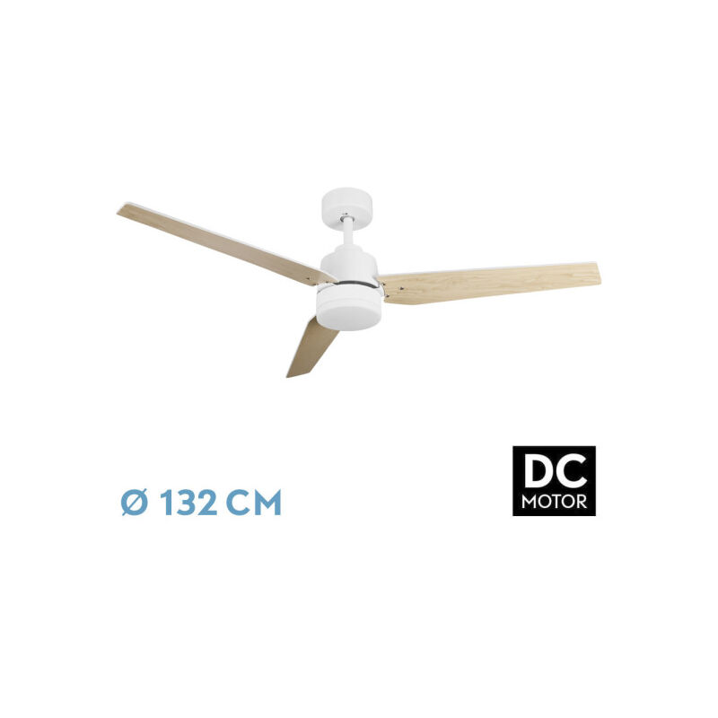 foto del prodotto abrila ventilatore dc captus colore bianco faggio con tre lame reversibili 6 velocit regolabili 3 temperature diluce con timer e telecomando