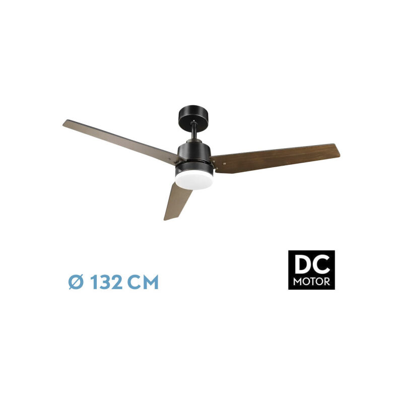 foto del prodotto abrila ventilatore dc captus colore nero oak con three lame reversibili 6 velocit regolabili 3 temperature of light con timer e telecomando inclusi