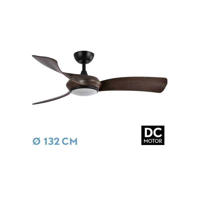 foto del prodotto abrila ventilatore dc cerde a nero con threeblades in oak colour ventilatore 6 velocit regolabili con 3 temperature luce telecomando