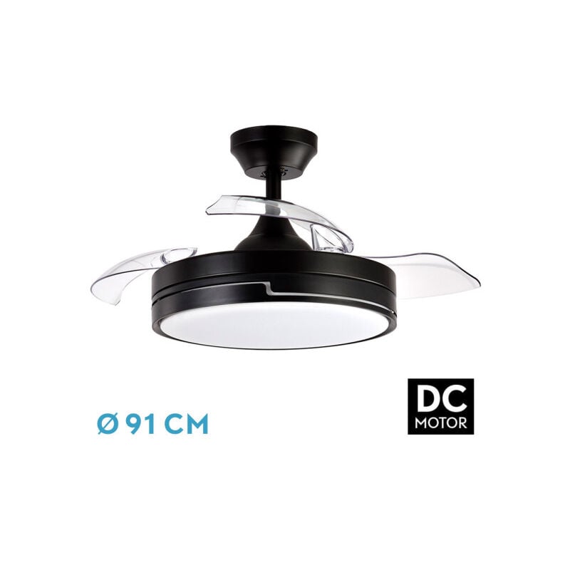 foto del prodotto abrila ventilatore dc fan olimpia nero con threedependable blades con 6 velocit regolabili con 3 temperature 3 luci de telecomando incluso
