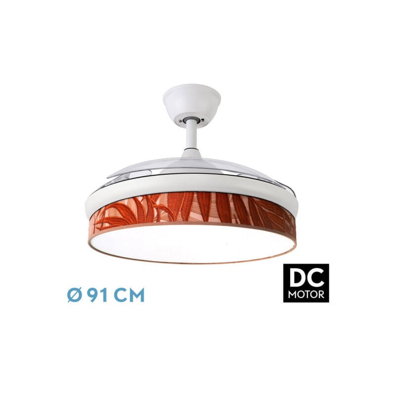 foto del prodotto abrila ventilatore dc fashion white con three lame pieghevoli in abs e diffusore de lama riscaldante 6 velocit regolabili 3 temperature de luce