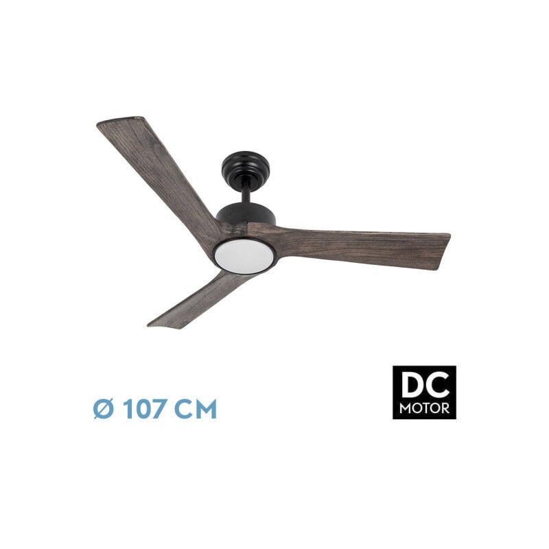 foto del prodotto abrila ventilatore dc orinoco nero con tre lame di quercia con 6 velocit regolabili con 3 temperature diluce telecomando incluso