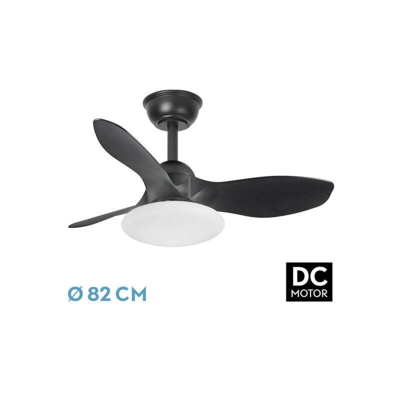 foto del prodotto abrila ventilatore dc paramo nero con tre lame con 6 velocit regolabili 3 temperature de luce selezionabile telecomando incluso