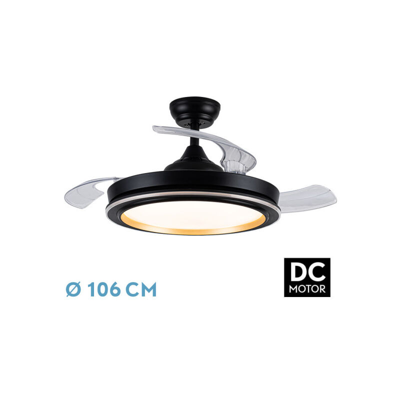 foto del prodotto abrila ventilatore dc picolo de soffitto con threeblades in nero e oro con luce con 6 velocit regolabili 3 temperature di luce selezionabili