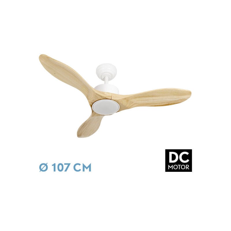 foto del prodotto abrila ventilatore dc segre colore white con three lame di faggio con 6 velocit regolabili con 3 temperature de luce telecomando incluso