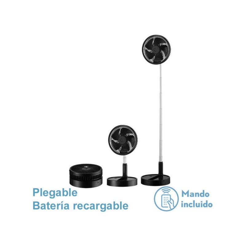foto del prodotto abrila ventilatore dc ventilatore portatile galan colore nero con cinque pale e porta usb ricaricabile 3 velocit regolabili estensibile con